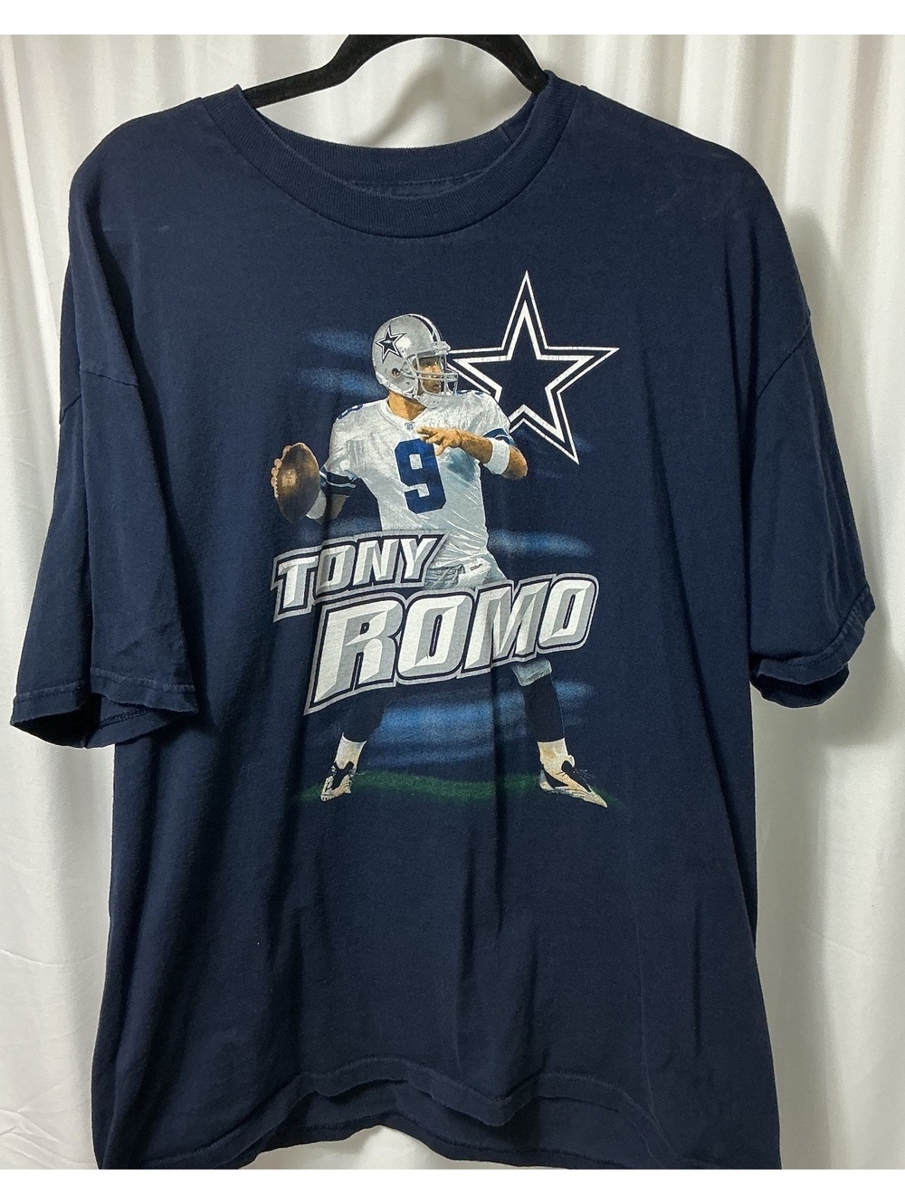 Vintage Dallas Cowboys Tony Romo T-Shirt Men L Y2K NFL *FLAW